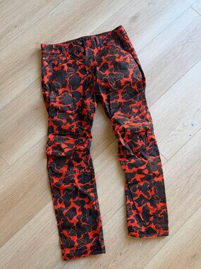 RARE G-Star RAW Men's Orange Red Camo Cargo Jeans 2018 Collection Size 29 Mens